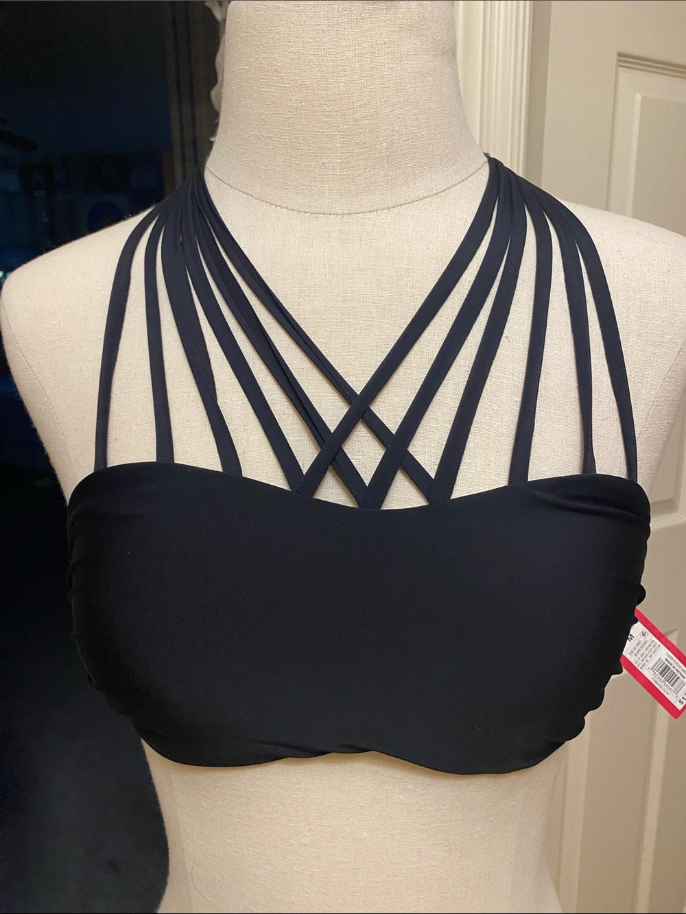 NWT Xhilaration Black Strappy Bikini Top M